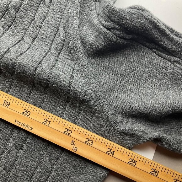 Lands' End XL Gray Cable Knit Cardigan Sweater Wool Bl Minimalist - Picture 6 of 11
